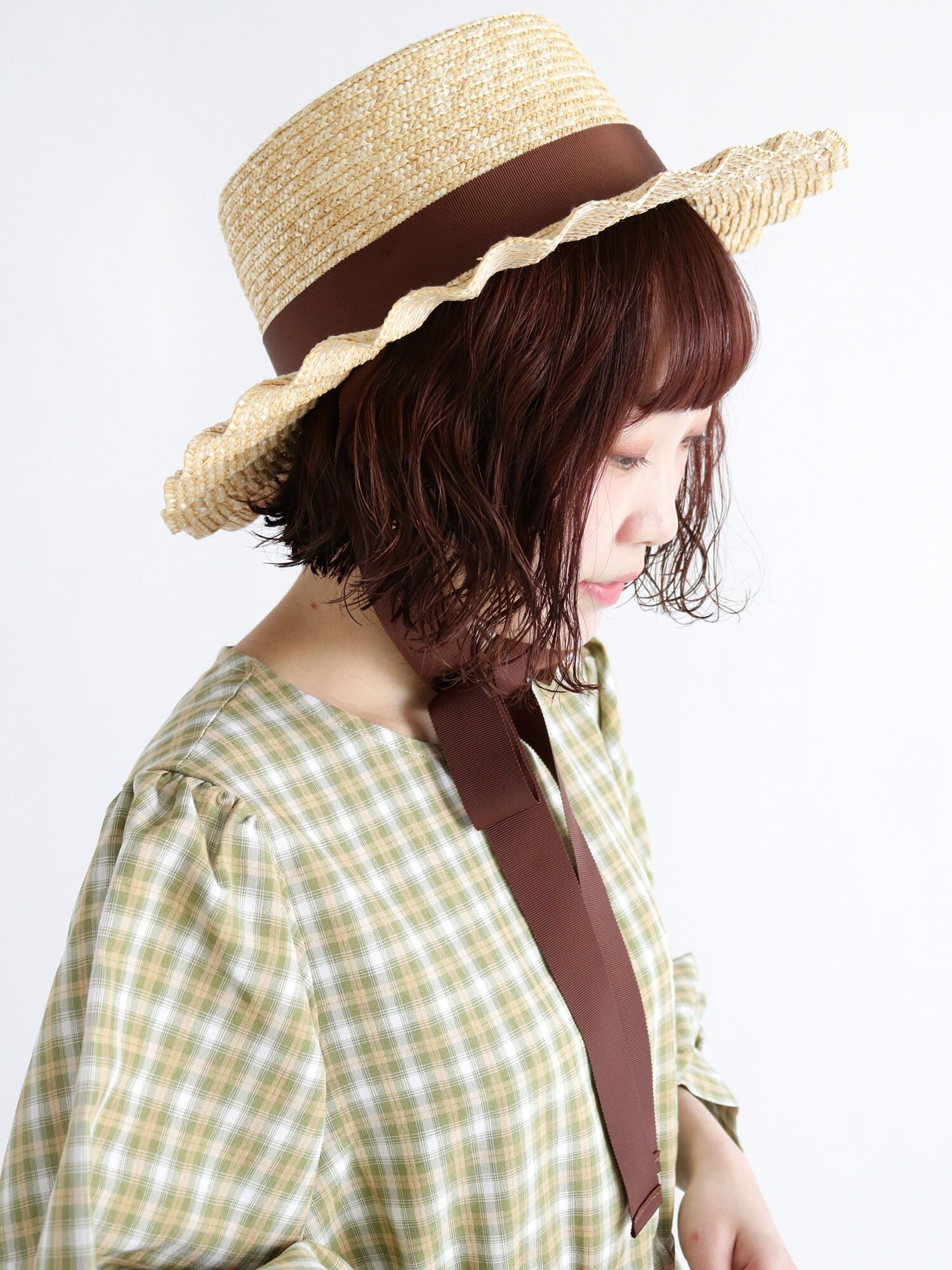 なみなみカンカン帽 オフホワイト ブラック ブラウン アクセサリー ハット 帽子 Ehka Sopo エヘカソポ 公式通販