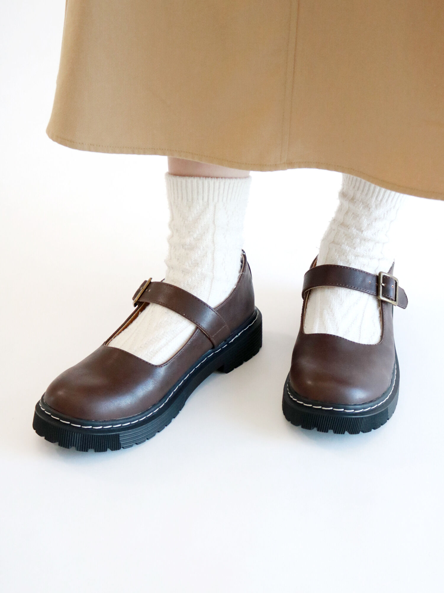 ワンストラップシューズ ブラック ブラウン オリーブ シューズ Ehka Sopo エヘカソポ 公式通販