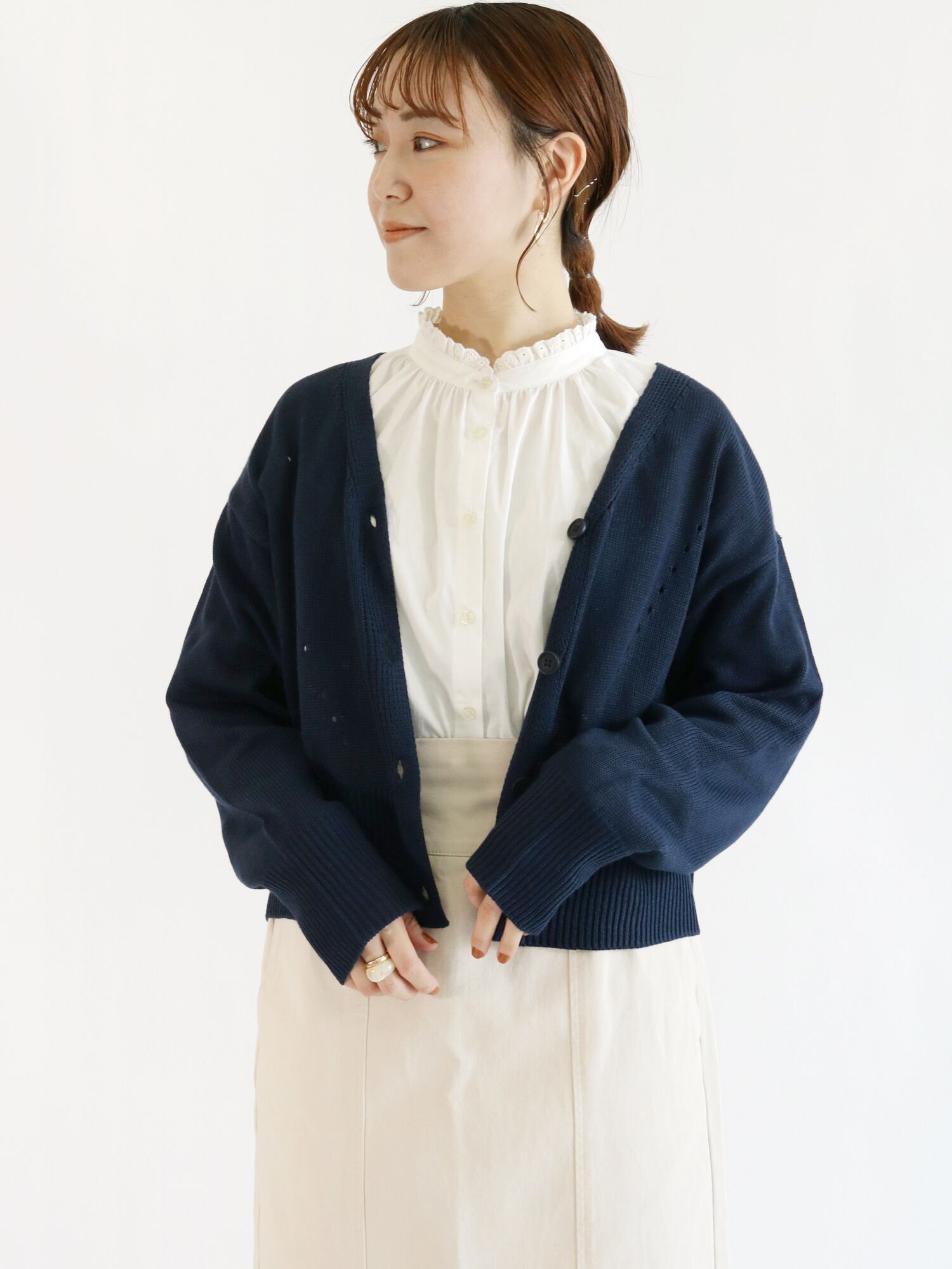 セール Vネックショート丈カーディガン オフホワイト ピンク グリーン ネイビー トップス カーディガン Ehka Sopo エヘカソポ 公式通販