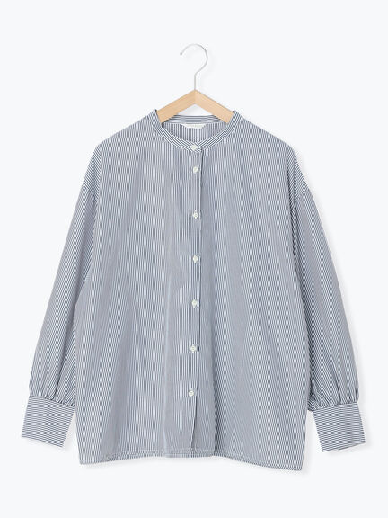 ◎ストライプバンドカラービッグシャツ（ピンク/ベージュ/ネイビー）｜ehka sopo（エヘカソポ）通販