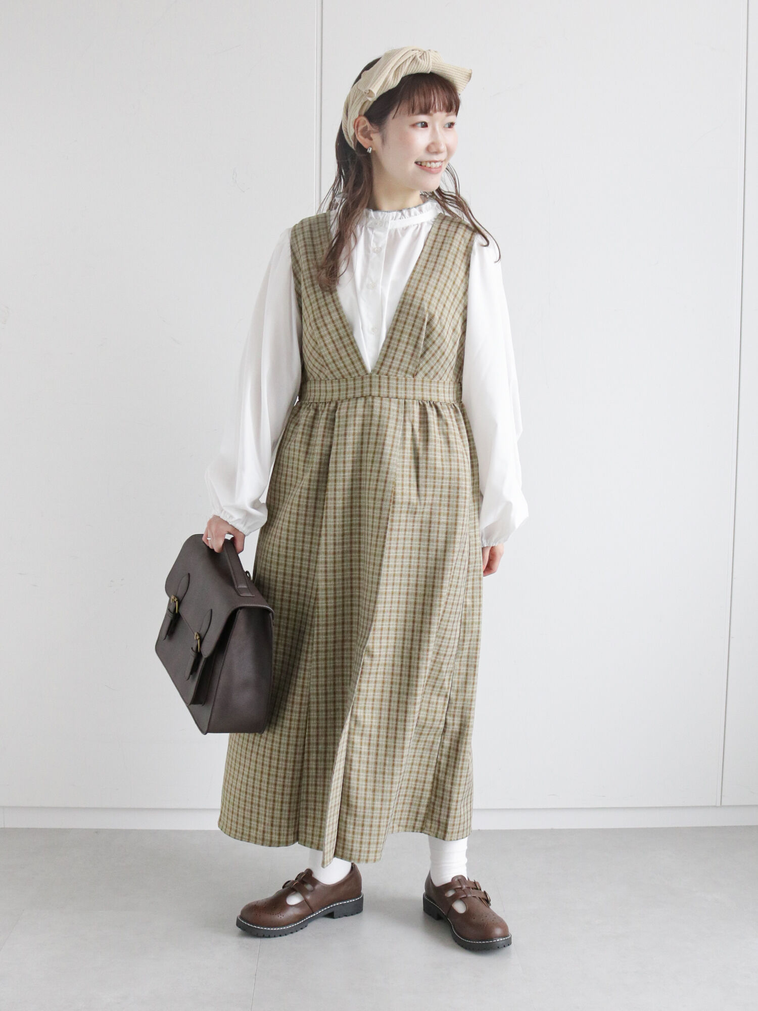セール チェック柄ジャンパースカート チャコールグレー ブラウン グリーン ワンピース ワンピース Ehka Sopo エヘカソポ 公式通販