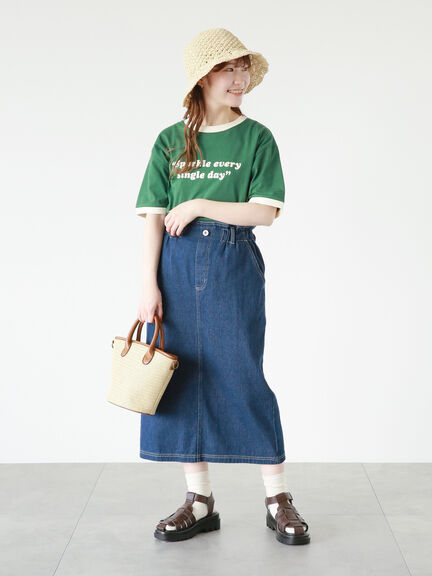 リンガーロゴプリントTシャツ（オフホワイト/グリーン/ネイビー/キナリ）｜ehka sopo（エヘカソポ）通販