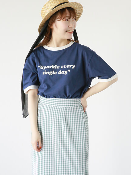 リンガーロゴプリントTシャツ（オフホワイト/グリーン/ネイビー/キナリ）｜ehka sopo（エヘカソポ）通販