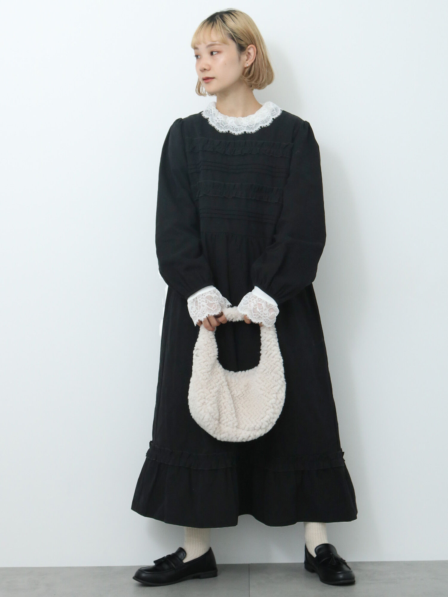 ROBERTA SCARPA フリルワンピース BLACK 38-