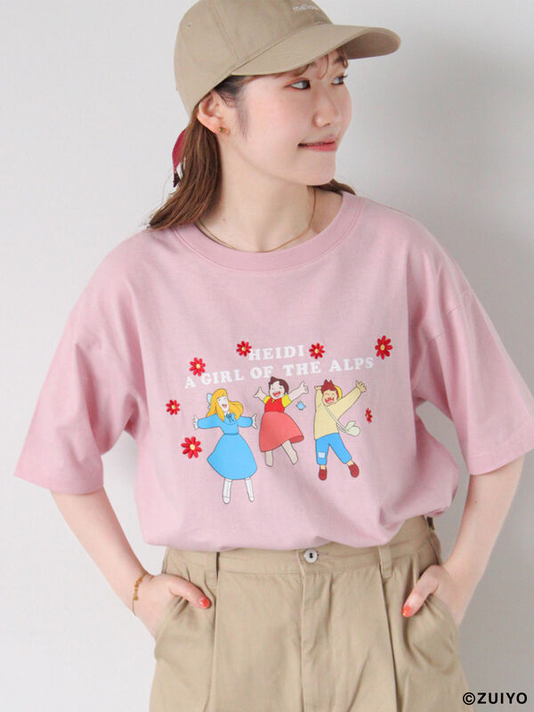 アルプスの少女ハイジ】花刺繍Tシャツ（オフホワイト/ピンク/ブルー/トップス/Tシャツ）| ehka sopo（エヘカソポ）公式通販