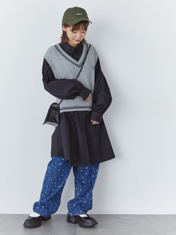レディース 大人 上品 【低身長さんサイズ対応】優しげなお花プリントのデニムパンツ  mode-9141｜大人女性のためのナチュラルファッション通販サワアラモード