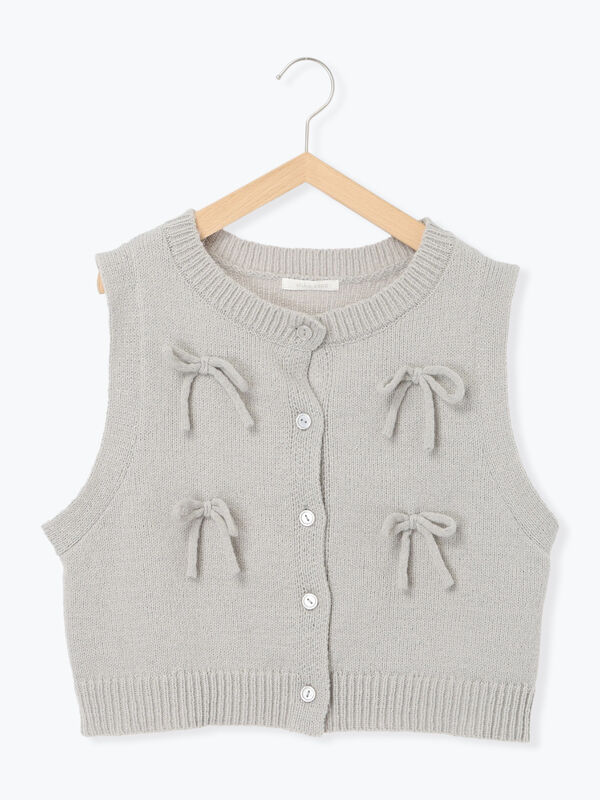 ホワイト ニットベスト リボン付き