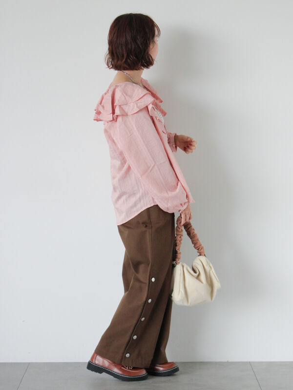 Have ラッフルグログラントップス ピンクベージュ｜レディース 