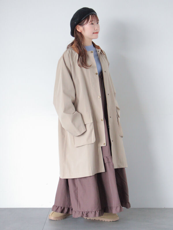 クリーム色 モッズコート コーデュロイ襟 クリーム色 モッズコート コーデュロイ襟 クリーム色 モッズ