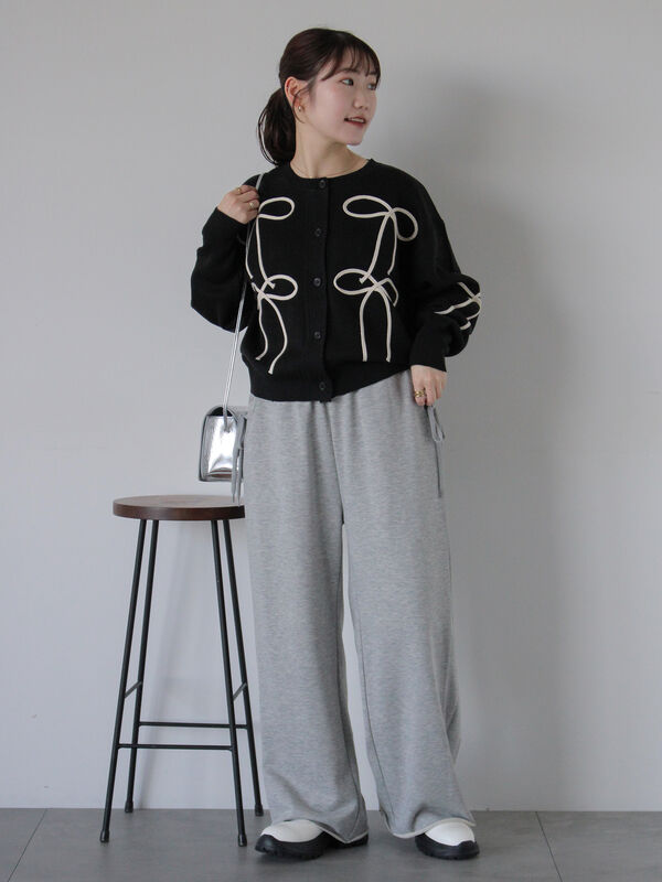 セール】 レースアップスウェットパンツ（グレー/ブラック/キナリ  