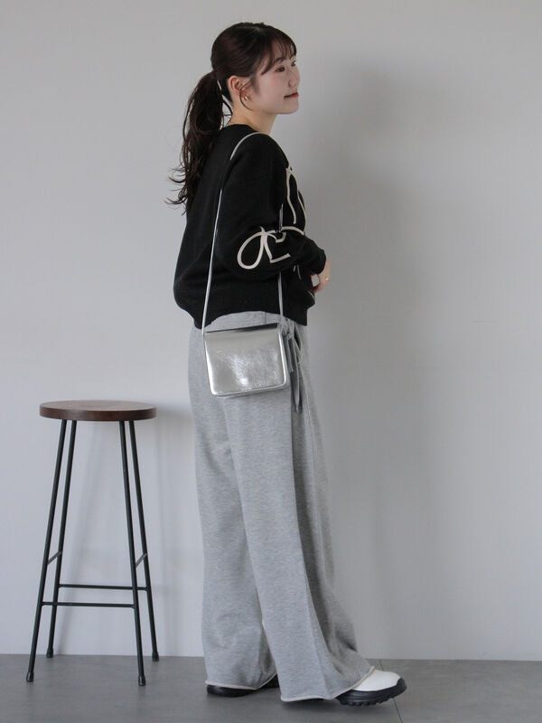 セール】 レースアップスウェットパンツ（グレー/ブラック/キナリ  