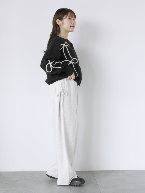 セール】 レースアップスウェットパンツ（グレー/ブラック/キナリ  