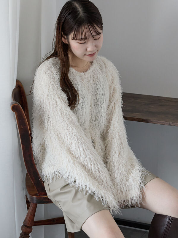 希少abyts 佐藤健着用サイズ3シャギーカーディガン ピンク ブルーセット セール】 シャギークルーカーディガン（ピンク/イエロー/サックス