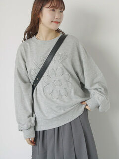 花音♡グレー スウェット セール】 花ワッペンスウェット（オフホワイト/グレー/ミント/ブルー