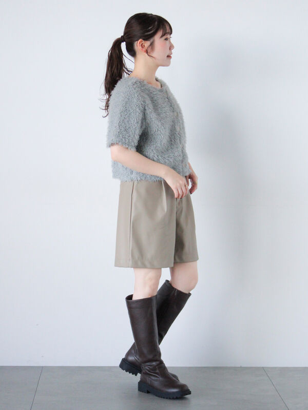 美品エコレザーハーフパンツ セール】 エコレザーハーフパンツ（ブラック/ベージュ/ブラウン