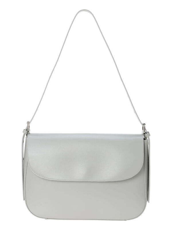 ブラック エコレザーショルダーバッグ セール】 エコレザーショルダーバッグ（グレー/ブラック