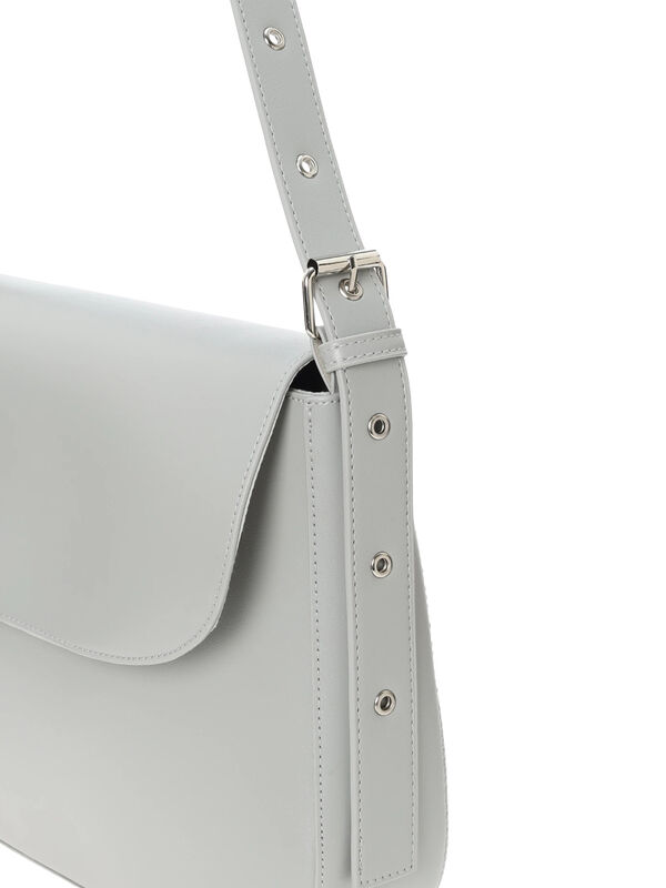 ブラック エコレザーショルダーバッグ セール】 エコレザーショルダーバッグ（グレー/ブラック