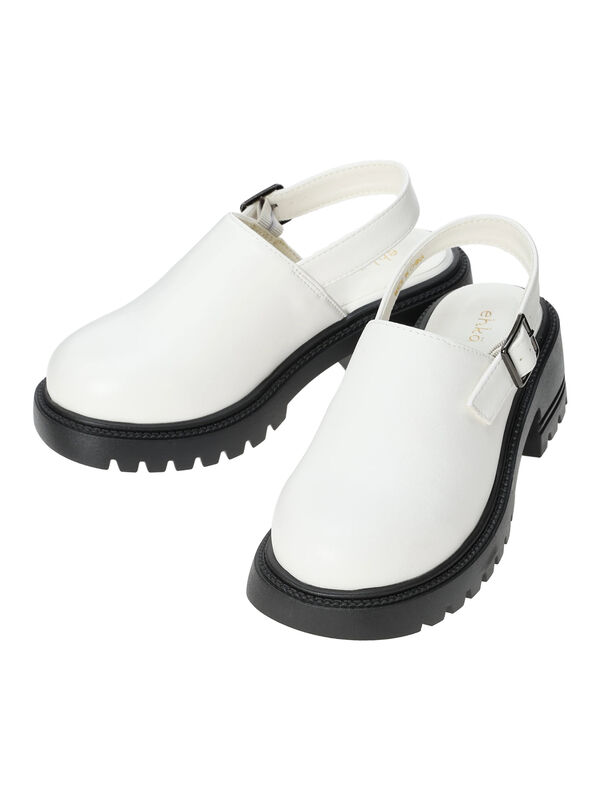 セール】 バックストラップサボ（オフホワイト/ブラック/シューズ