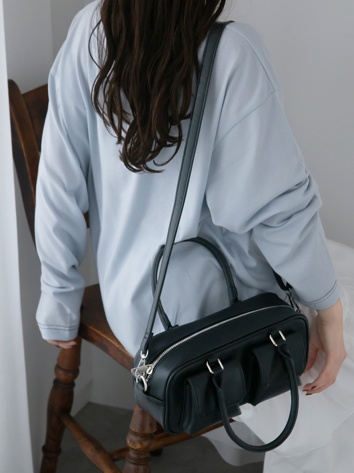 ★GENERAL IDEA★エコレザー ツーウェイバッグ - Black GENERAL IDEA] WOMAN GNRL スクエア2wayトートバッグ [BLACK]