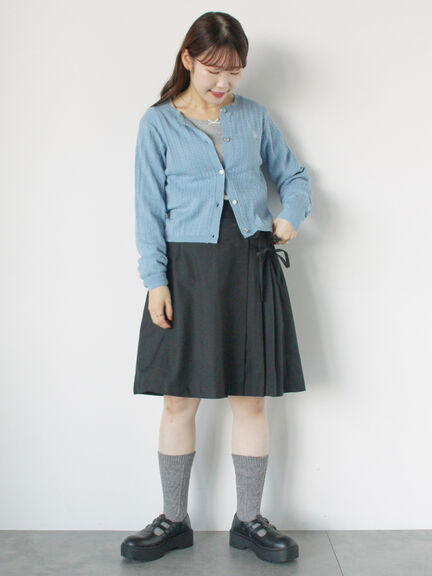 細ケーブル刺繍カーディガン（ブラック/サックスブルー/ラベンダー/キナリ）｜ehka sopo（エヘカソポ）通販