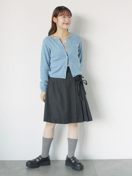 細ケーブル刺繍カーディガン（ブラック/サックスブルー/ラベンダー/キナリ）｜ehka sopo（エヘカソポ）通販