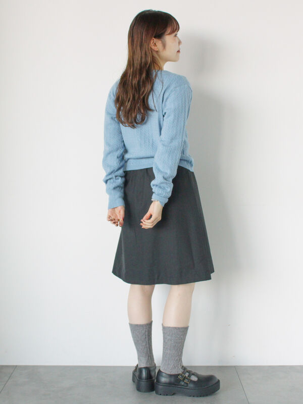 セール】 細ケーブル刺繍カーディガン（ブラック/サックスブルー