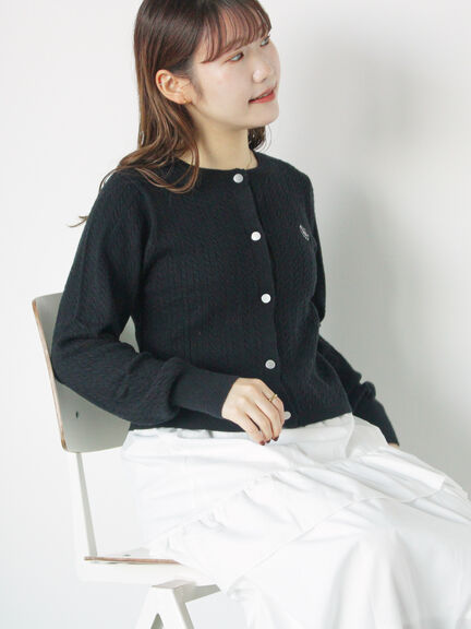 細ケーブル刺繍カーディガン（ブラック/サックスブルー/ラベンダー/キナリ）｜ehka sopo（エヘカソポ）通販