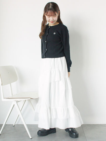 細ケーブル刺繍カーディガン（ブラック/サックスブルー/ラベンダー/キナリ）｜ehka sopo（エヘカソポ）通販