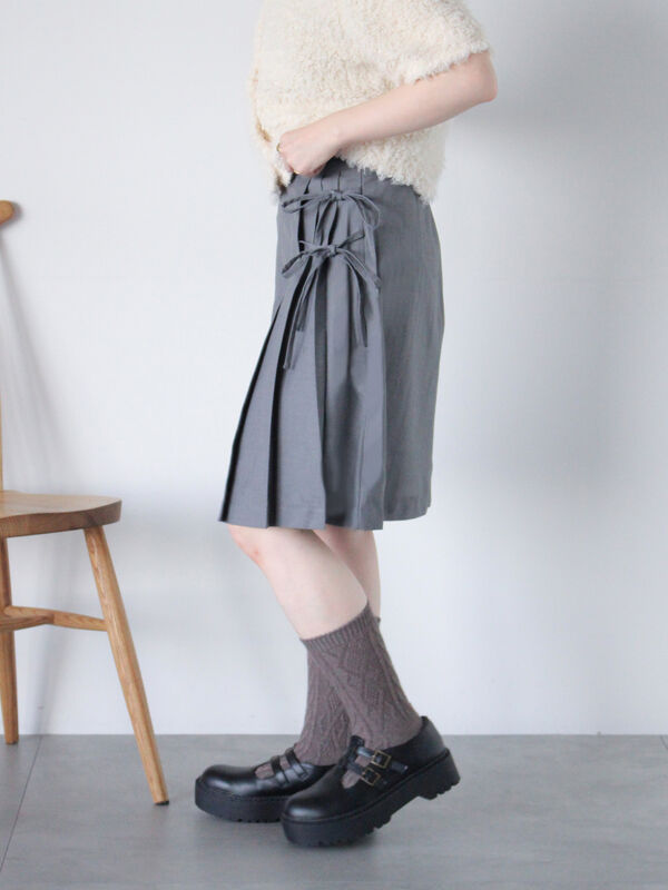 stina ブラックリボンラップスカート ショートグレー stina / black ribbon wrap skirt / gray