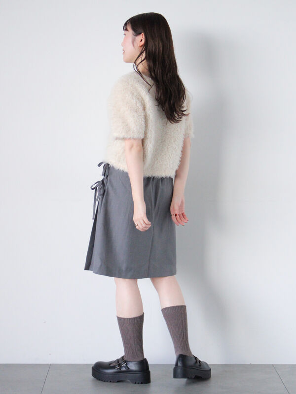 stina ブラックリボンラップスカート ショートグレー 0910104542_66dfa4c66077d.jpg