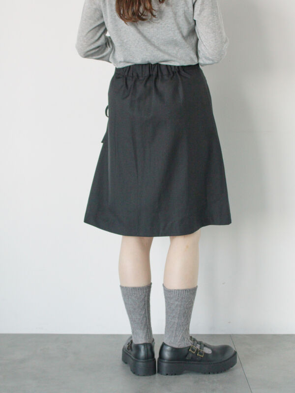 stina ブラックリボンラップスカート ショートグレー stina / black ribbon wrap skirt / short / gray