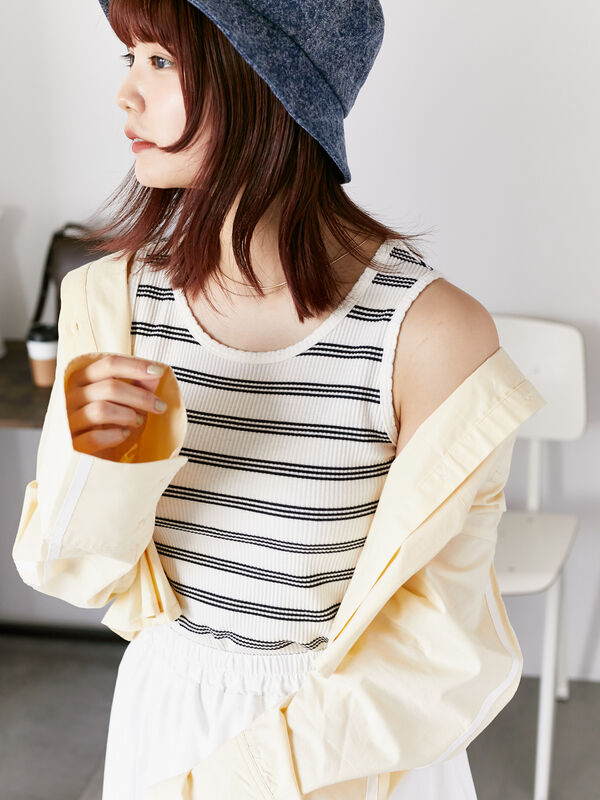 セール】 柄アソートシェルタックタンクトップ（オフホワイト/ブラック