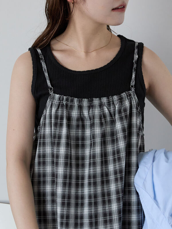 セール】 柄アソートシェルタックタンクトップ（オフホワイト/ブラック