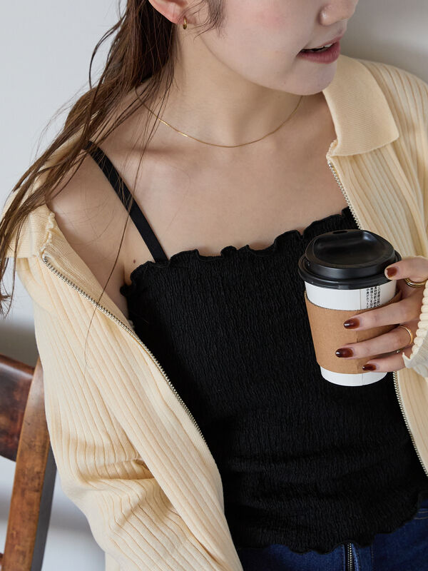 セール】 シャーリングカップ付キャミソール（ブラック/モカ/ブルー