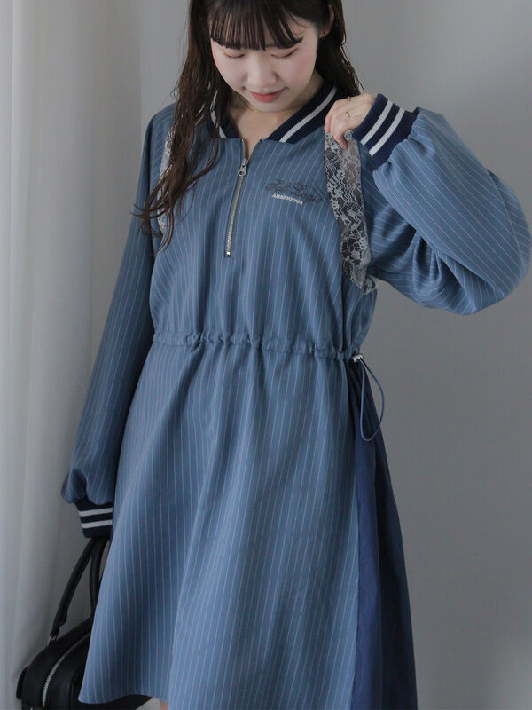 ヒーカ出品ワンピース ブルー イェッカ ヴェッカ YECCA VECCA 【2点SET】シアーシャツ×Aライン
