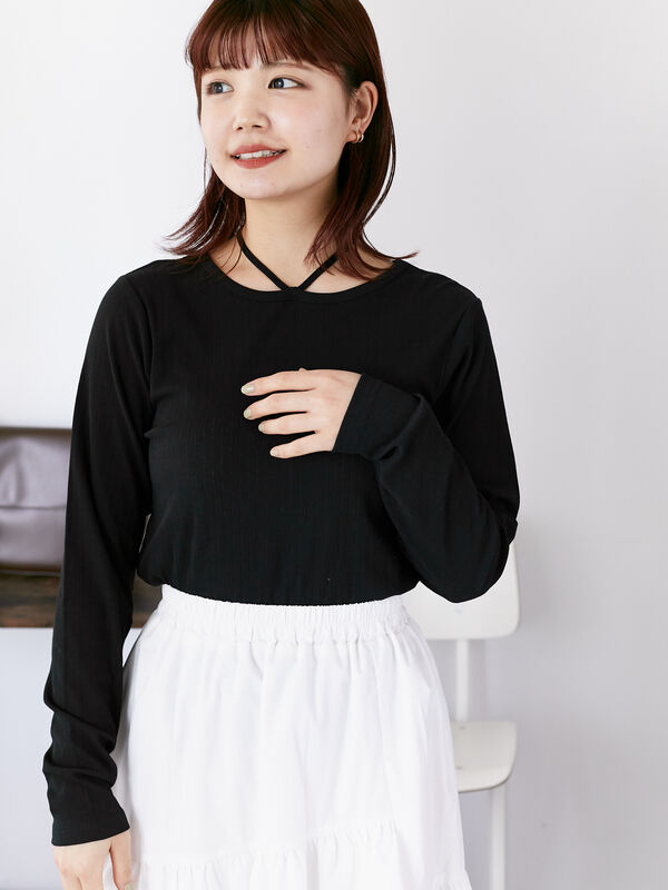 スビンギザカノコ　クルーネック 7色展開/XS-LLサイズ》クルーネックデザインスリーブニット
