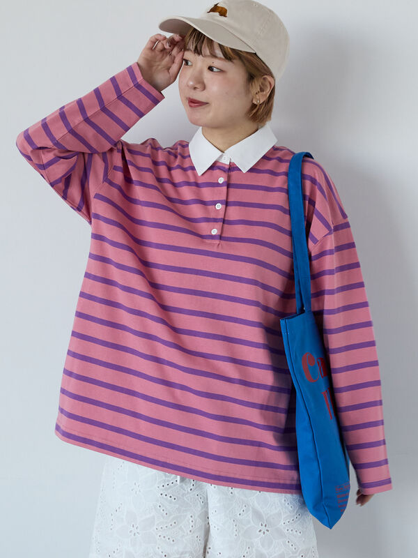 セール】 オーバーサイズラガーシャツ（オフホワイト/ピンク/サックス