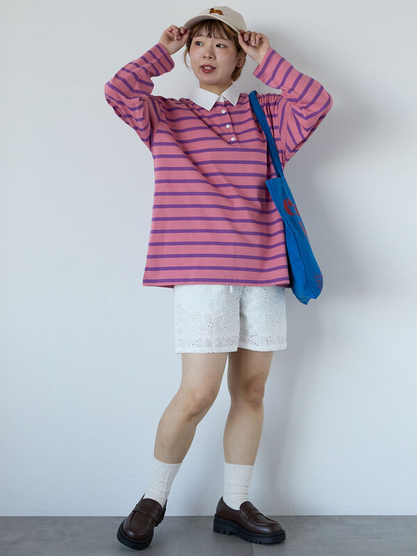 セール】 オーバーサイズラガーシャツ（オフホワイト/ピンク/サックス