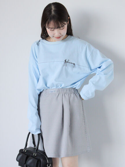 ロゴ刺繍ロンT（オフホワイト/サックスブルー/キナリ）｜ehka sopo（エヘカソポ）通販