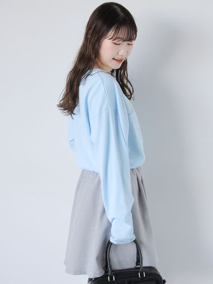 ロゴ刺繍ロンT（オフホワイト/サックスブルー/キナリ）｜ehka sopo（エヘカソポ）通販