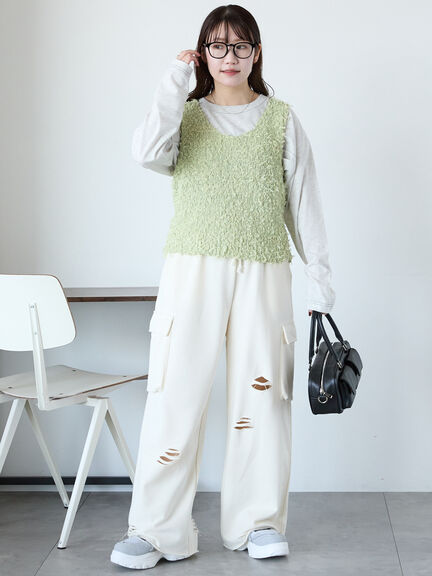 ロゴ刺繍ロンT（オフホワイト/サックスブルー/キナリ）｜ehka sopo（エヘカソポ）通販