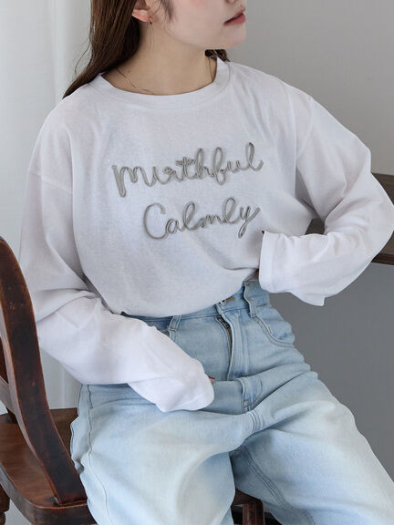 テープ刺繍シアーカットソー（オフホワイト/ブラック/イエロー）｜ehka sopo（エヘカソポ）通販