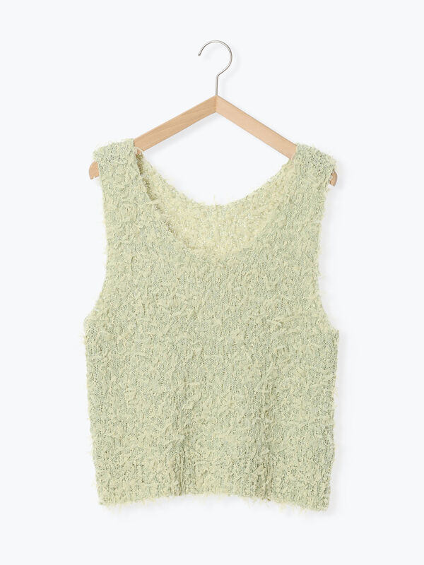 earイアパヒヨネチュールベスト セール】 チュールヤーンニットベスト（オフホワイト/グレー/グリーン