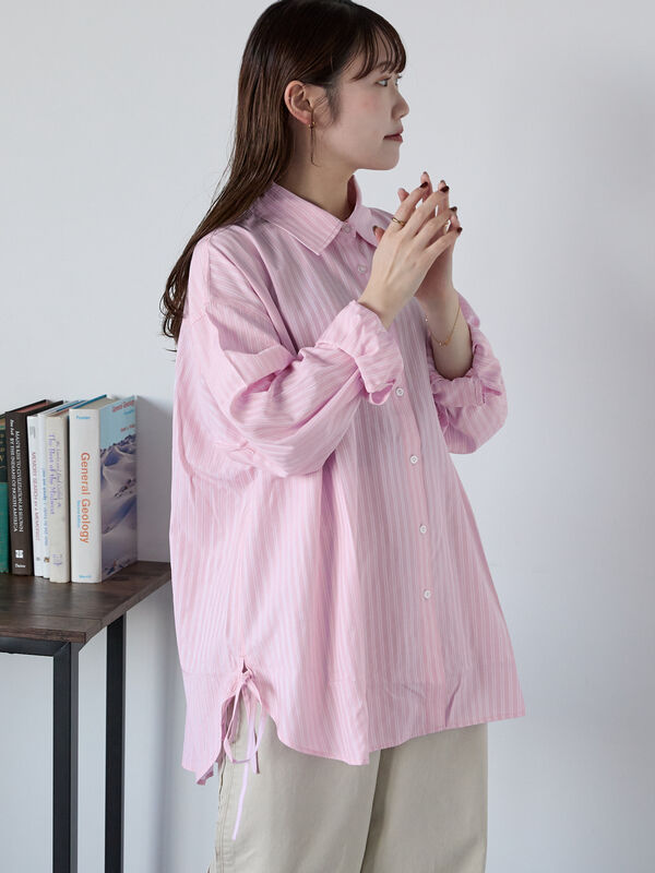 セール】 柄アソートサイドリボンオーバーシャツ（ピンク/イエロー