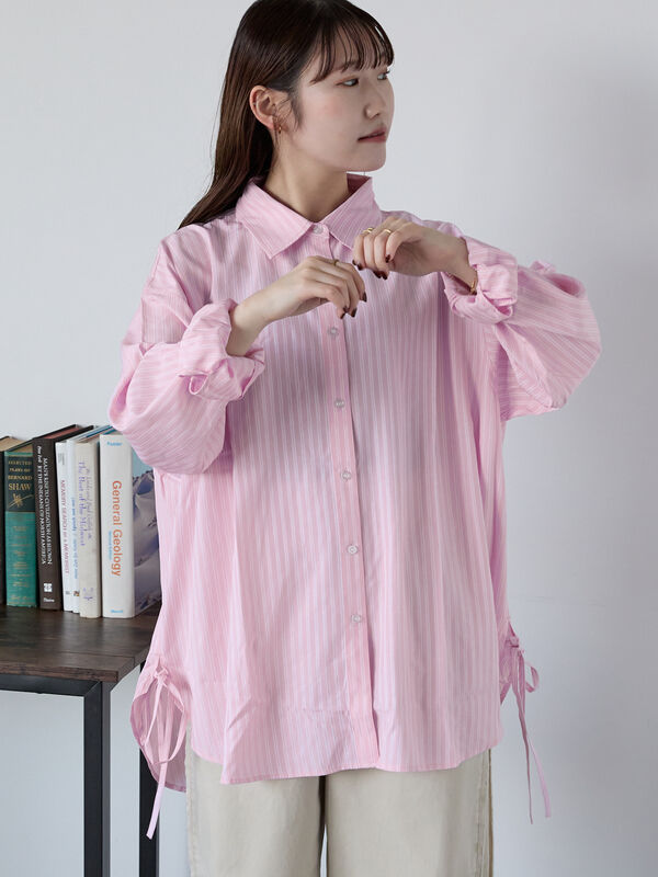 セール】 柄アソートサイドリボンオーバーシャツ（ピンク
