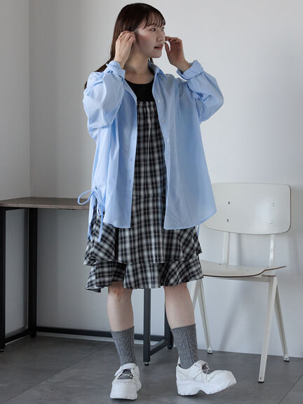 柄アソートサイドリボンオーバーシャツ（ピンク/イエロー/サックスブルー）｜ehka sopo（エヘカソポ）通販