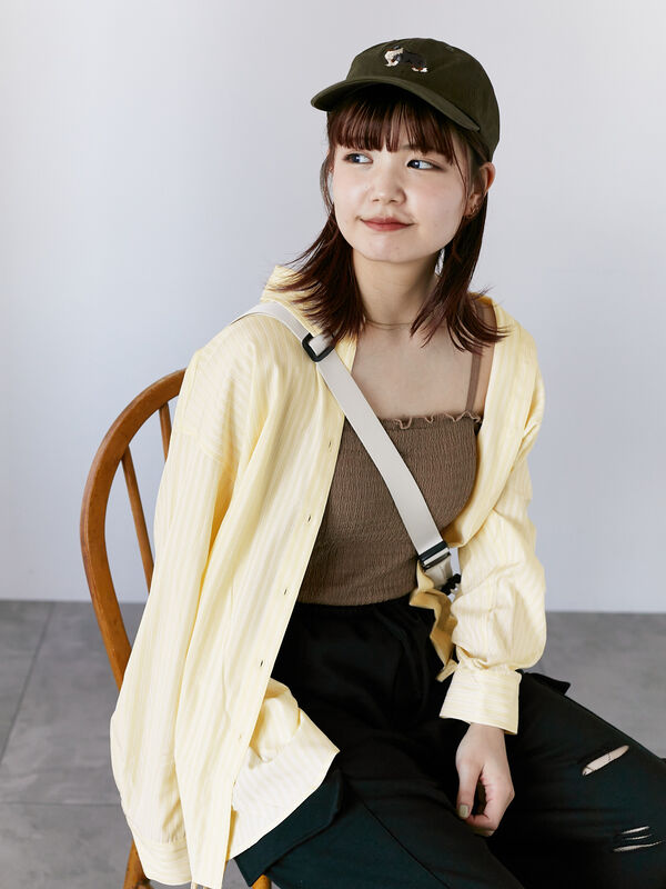 セール】 柄アソートサイドリボンオーバーシャツ（ピンク/イエロー