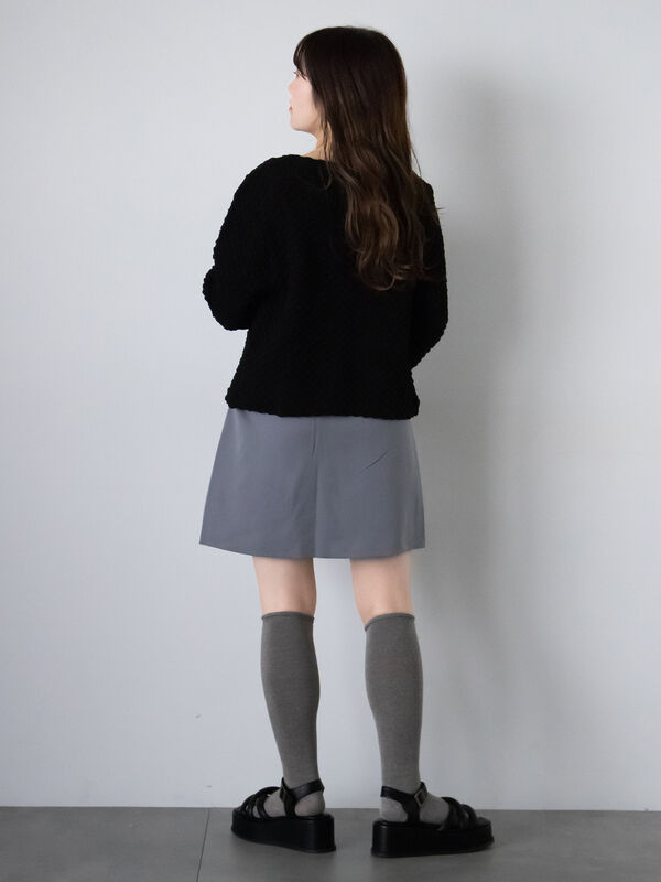 セール】 ポコポコクルーネックカーディガン（ブラック/サックスブルー