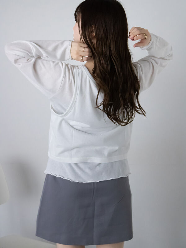 セール】 タンクトップセットカットソー（オフホワイト/ブラック