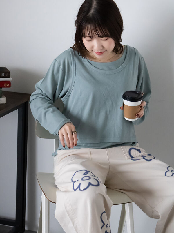 セール】 タンクトップセットカットソー（オフホワイト/ブラック